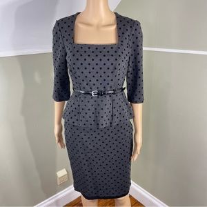 White House Black Market Polka Dot 2 Piece Peplum Top and matching Skirt